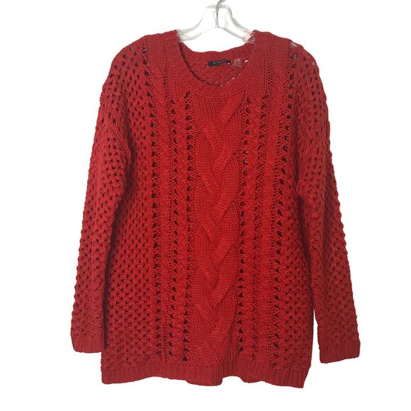 FYLO Long Sleeve Chunky Knit Sweater Red XL - Picture 1 of 7